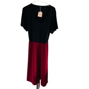 BloomChic Black and Red Midi Dress